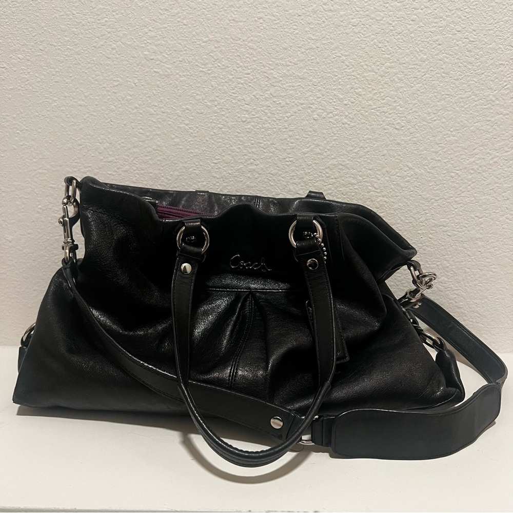 Coach Black Leather Ashley Bag